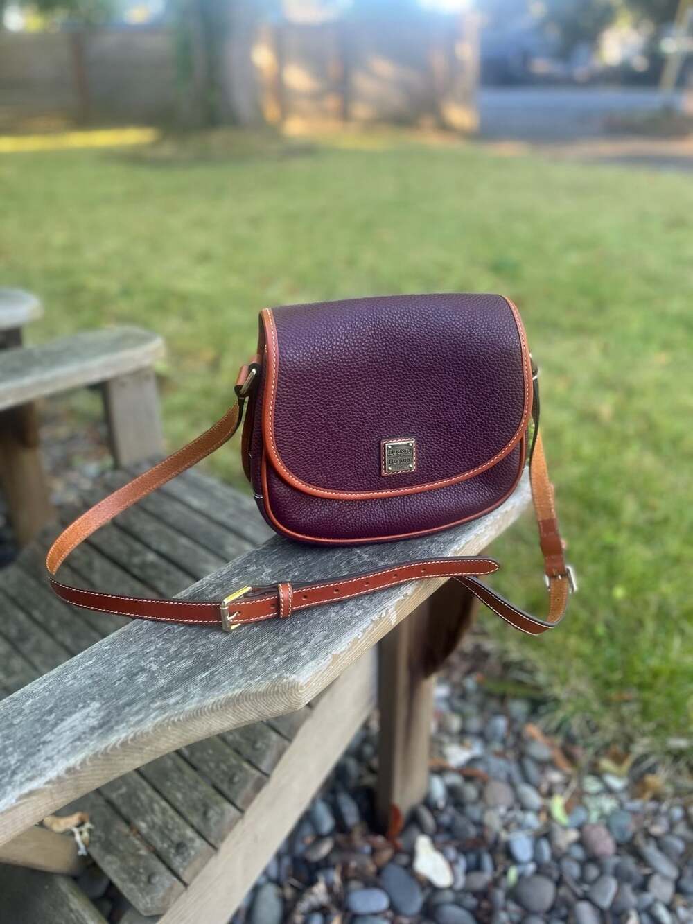 Dooney & Bourke Pebble Grain Leather Hallie Crossbody Bag Plum Wine